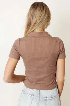 WORUI Abriana Ribbed Top In Brown - FINAL SALE