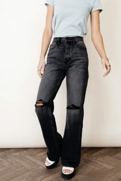 KANCAN Skyscraper Wide Leg Denim In Dark Grey - FINAL SALE Jeans