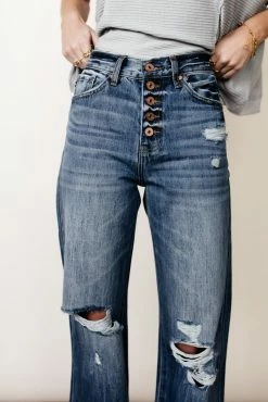 KANCAN Skyscraper Wide Leg Denim In Medium Wash - FINAL SALE