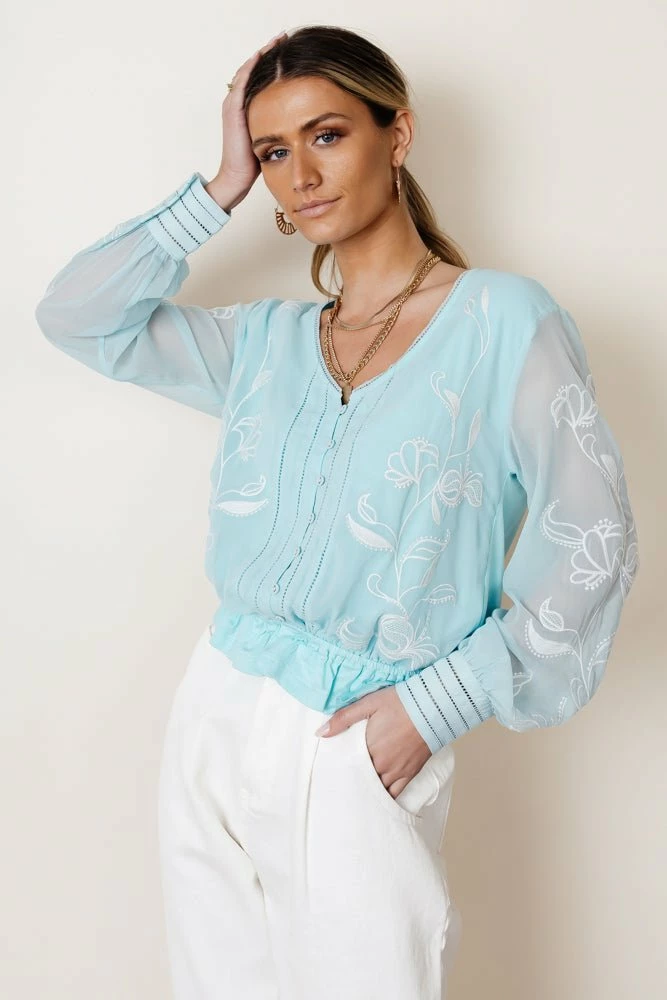 Best Sale โค๏ธ MAIZE Arlene Top In Blue - FINAL SALE ๐ฏ 6 MAIZE Arlene Top In Blue - FINAL SALE