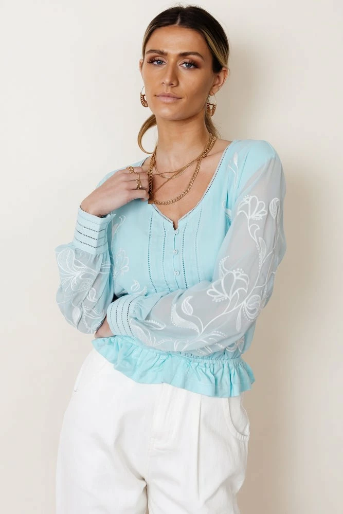 Best Sale โค๏ธ MAIZE Arlene Top In Blue - FINAL SALE ๐ฏ 4 MAIZE Arlene Top In Blue - FINAL SALE