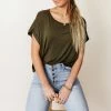 WORUI Dempsey Rolled Sleeve Tee In Olive - FINAL SALE