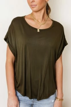 WORUI Dempsey Rolled Sleeve Tee In Olive - FINAL SALE
