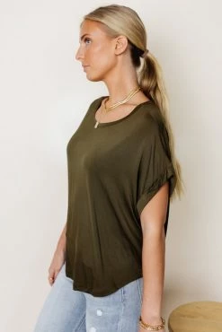 WORUI Dempsey Rolled Sleeve Tee In Olive - FINAL SALE