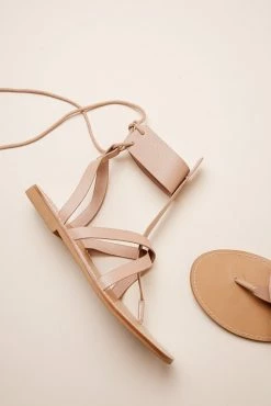 FREE SOUL/MIRACLE MILE Alia Lace-Up Sandals In Blush- Final Sale