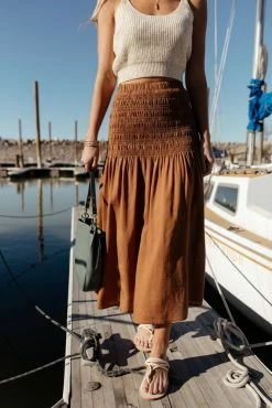 CRESCENT Clare Smocked Skirt In White - FINAL SALE