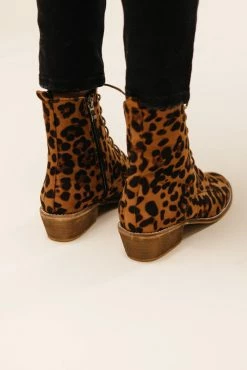 BEAST FASHION Cassandra Lace-Up Boots In Leopard - FINAL SALE