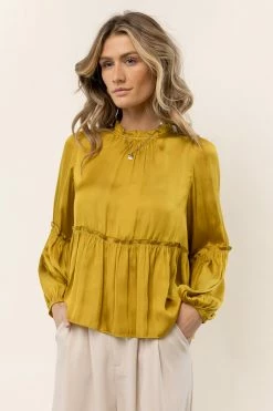 CALISTA Valeria Blouse In Chartreuse New Arrivals