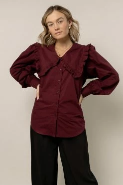 AARON & AMBER Wanda Blouse In Burgundy New Arrivals