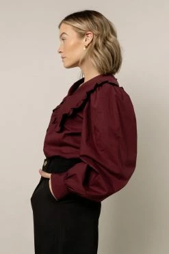 AARON & AMBER Wanda Blouse In Burgundy New Arrivals