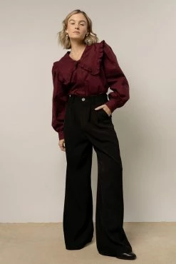 AARON & AMBER Wanda Blouse In Burgundy New Arrivals