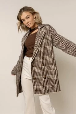 TEA N ROSE Korra Houndstooth Blazer Tops