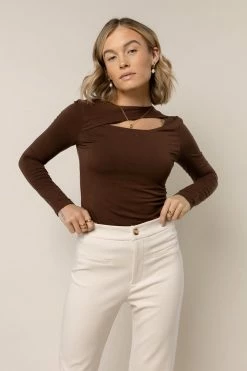 FINAL TOUCH COLLECTION Megan Top In Brown - FINAL SALE