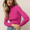 TIMING INC Jackie Mock Neck In Magenta