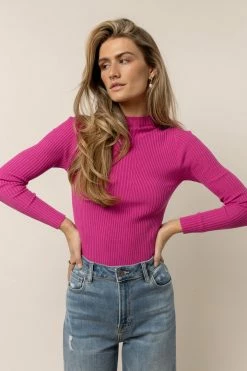 TIMING INC Jackie Mock Neck In Magenta
