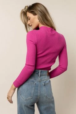 TIMING INC Jackie Mock Neck In Magenta