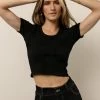DYNAMIC FASHION Jovie Ribbed Top In Black - FINAL SALE