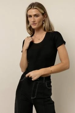 DYNAMIC FASHION Jovie Ribbed Top In Black - FINAL SALE