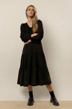 Top 10 π LUMIERE Smocked Tiered Midi π Dress In Black New Arrivals π₯ 8 LUMIERE Smocked Tiered Midi Dress In Black New Arrivals