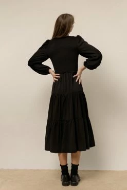 Top 10 π LUMIERE Smocked Tiered Midi π Dress In Black New Arrivals π₯ 9 LUMIERE Smocked Tiered Midi Dress In Black New Arrivals