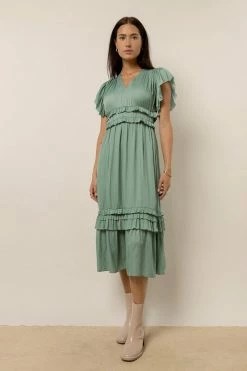 WORUI Willa Ruffle Dress In Seafoam