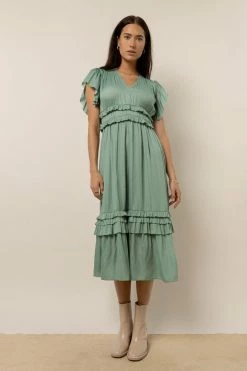 WORUI Willa Ruffle Dress In Seafoam