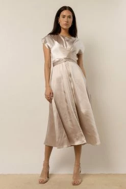WORUI Rosalind Midi Dress In Champagne