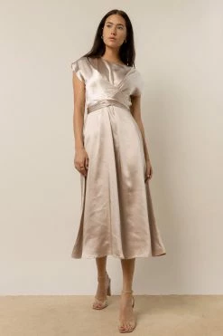 Coupon ❤️ WORUI Rosalind Midi 👗 Dress In Champagne 😍 8 WORUI Rosalind Midi Dress In Champagne