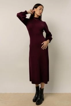 WORUI Demi Cut Out Dress In Burgundy - FINAL SALE Dresses