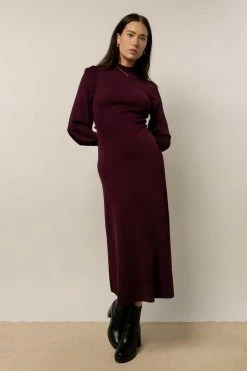 WORUI Demi Cut Out Dress In Burgundy - FINAL SALE Dresses