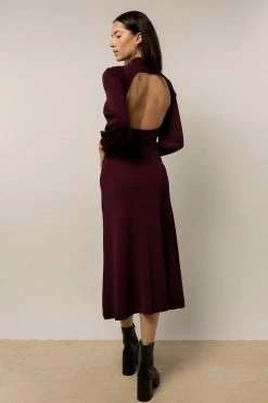 WORUI Demi Cut Out Dress In Burgundy - FINAL SALE Dresses