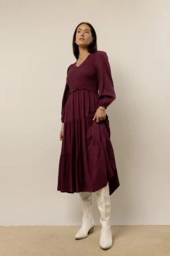 Top 10 π€© LUMIERE New Arrivals Smocked Tiered Midi π Dress In Purple π 7 LUMIERE New Arrivals Smocked Tiered Midi Dress In Purple