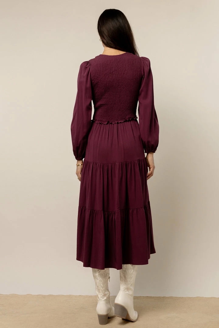 Top 10 π€© LUMIERE New Arrivals Smocked Tiered Midi π Dress In Purple π 4 LUMIERE New Arrivals Smocked Tiered Midi Dress In Purple