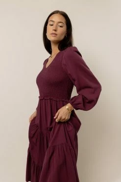 Top 10 π€© LUMIERE New Arrivals Smocked Tiered Midi π Dress In Purple π 9 LUMIERE New Arrivals Smocked Tiered Midi Dress In Purple