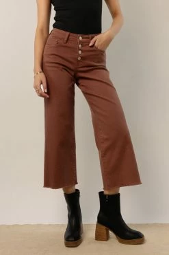 PLASTIC Flying Monkey Delia Wide Leg Denim In Cognac - FINAL SALE