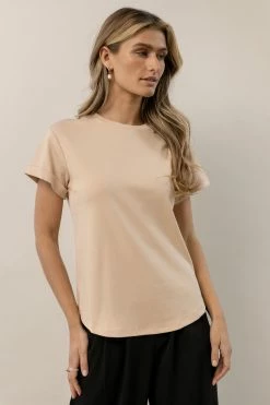 WORUI Selena Rolled Sleeve Shirt In Tan Tops