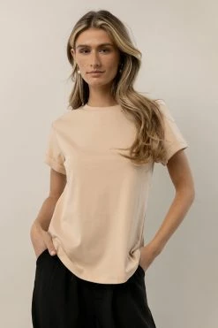 Cheapest π WORUI Selena Rolled Sleeve π Shirt In Tan Tops π― 5 WORUI Selena Rolled Sleeve Shirt In Tan Tops