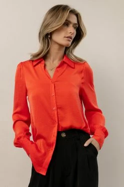 OVI Tops Tiffany Button Down In Orange - FINAL SALE