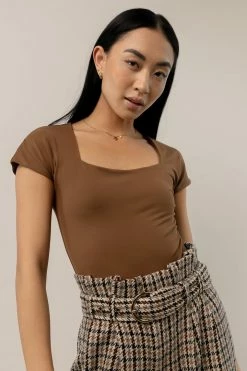 SINA Franky Bodysuit In Brown Tops