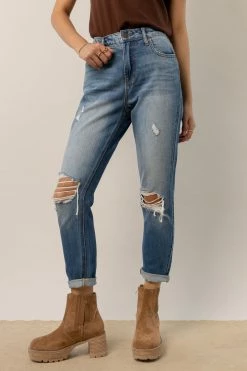CELLO JEANS Bohme Mom Jeans In Medium Wash - FINAL SALE