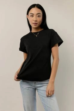 WORUI Selena Rolled Sleeve Shirt In Black