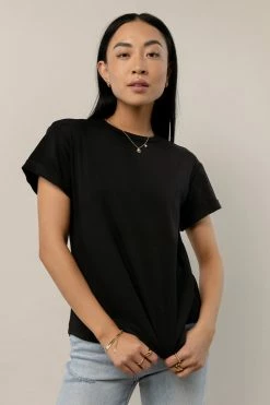 WORUI Selena Rolled Sleeve Shirt In Black