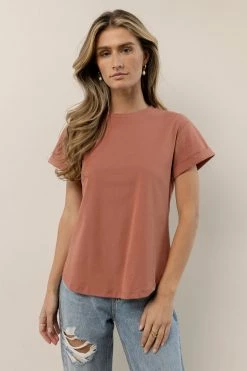 WORUI Selena Rolled Sleeve Shirt In Terracotta