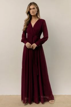 RICARICA Veronica Maxi Dress In Burgundy New Arrivals