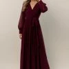 RICARICA Veronica Maxi Dress In Burgundy New Arrivals