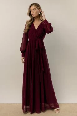 RICARICA Veronica Maxi Dress In Burgundy New Arrivals
