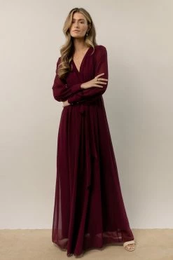 RICARICA Veronica Maxi Dress In Burgundy New Arrivals