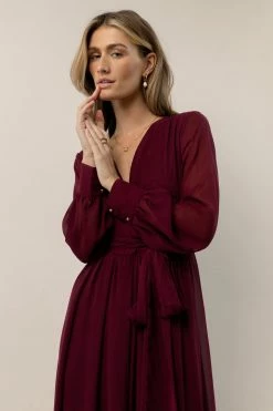 RICARICA Veronica Maxi Dress In Burgundy New Arrivals
