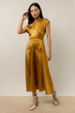 WORUI Rosalind Midi Dress In Mustard Dresses