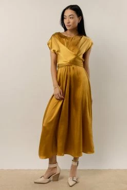 WORUI Rosalind Midi Dress In Mustard Dresses